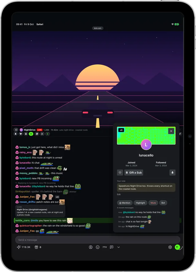 Kickon in Safari on an iPad: Know who you're talking to