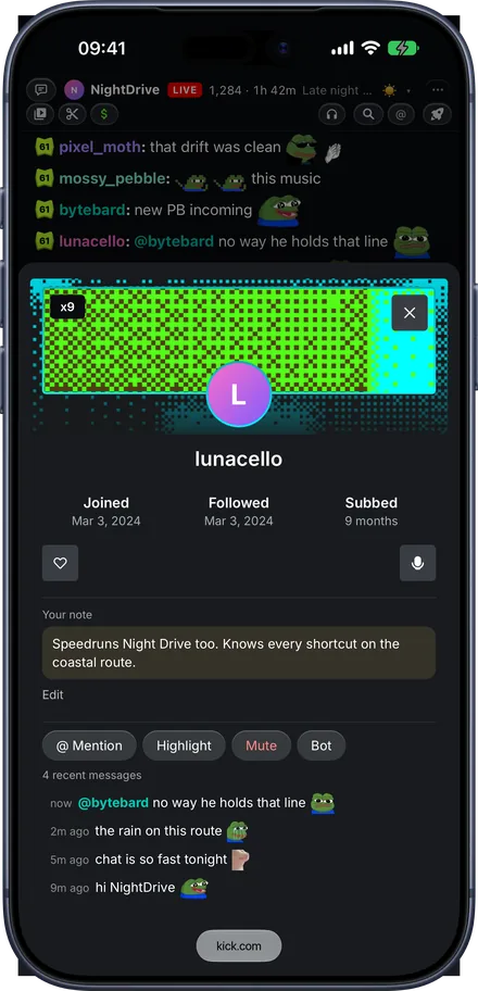 Kickon in Safari on an iPhone: Know who you're talking to