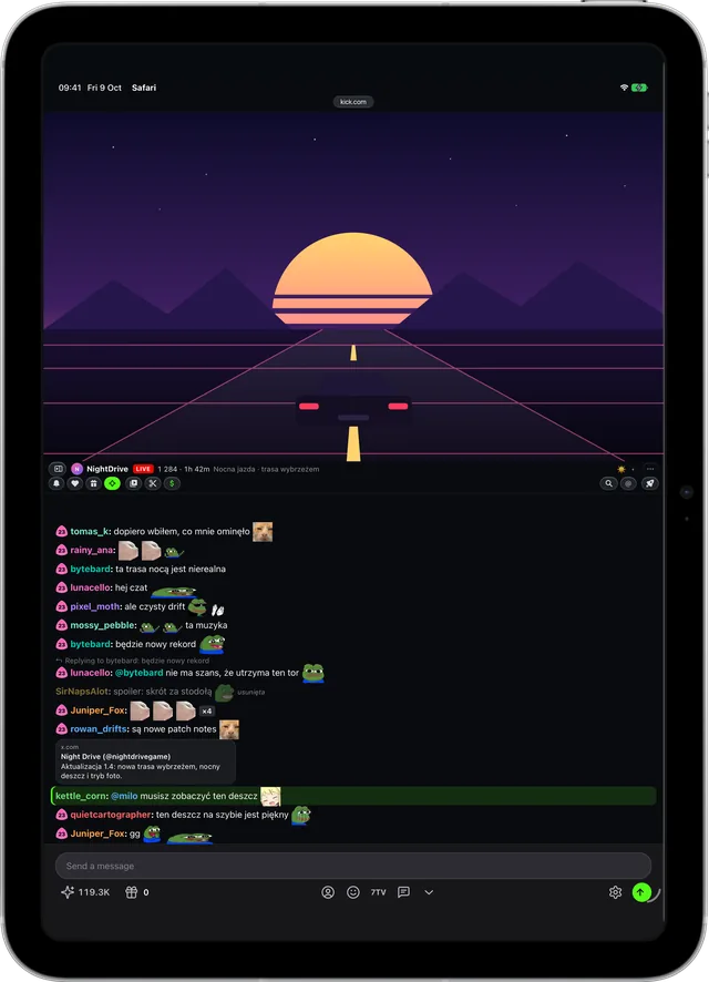 Kickon w Safari na iPadzie: Czat, za którym nadążysz