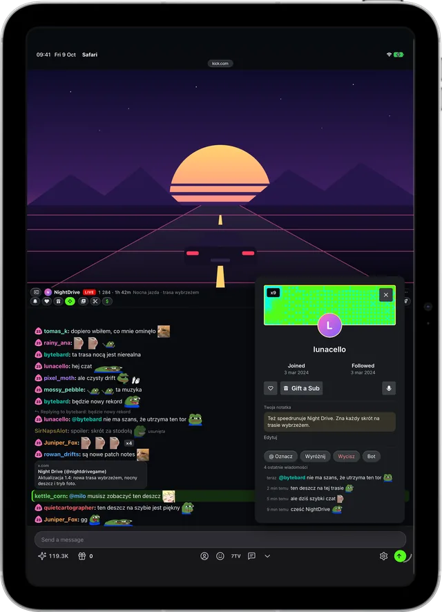 Kickon w Safari na iPadzie: Wiesz, kto pisze