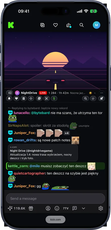 Kickon w Safari na iPhonie: Czat, za którym nadążysz